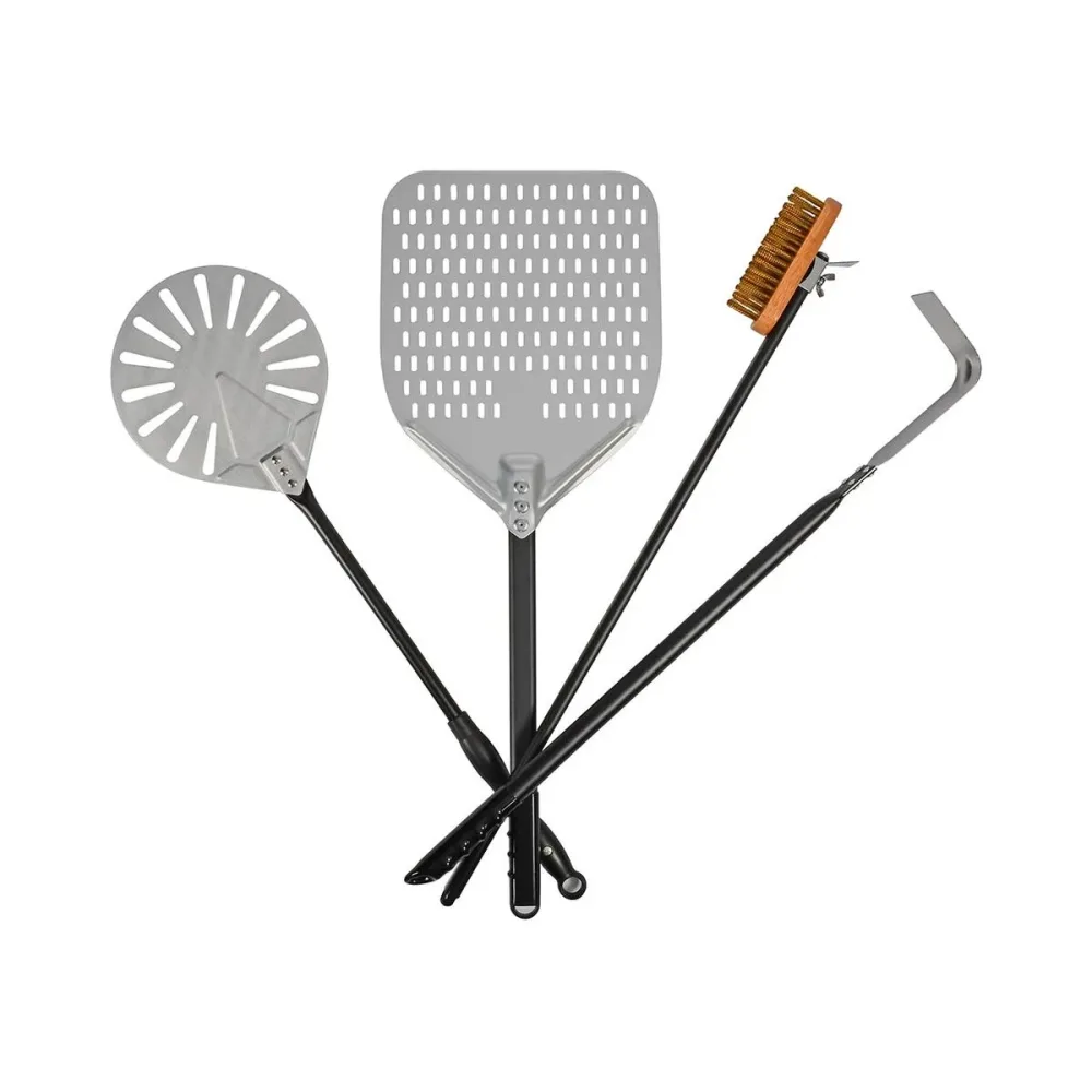 BBQ Dragon Pizzaofen Zubehör 4tlg. Pizzazubehör – Grillzange/Grillbesteck – schwarz