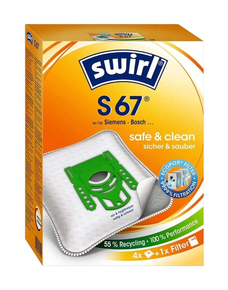 Swirl Staubsaugerbeutel S 67 AirSpace® Orange, Weiß 4 Stück