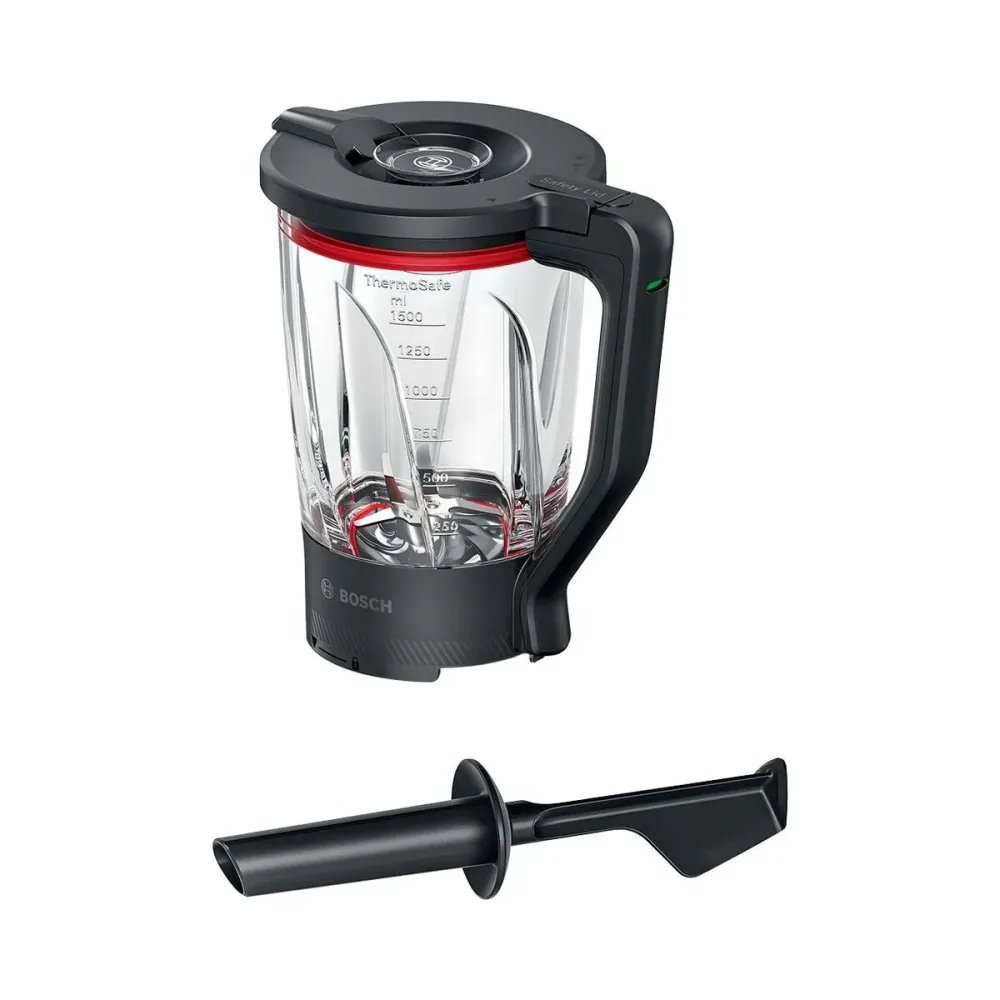 Bosch ThermoSafe Glasmixer für Bosch Küchenmaschine Serie 6 Mixer-Aufsatz Schwarz, Transparent