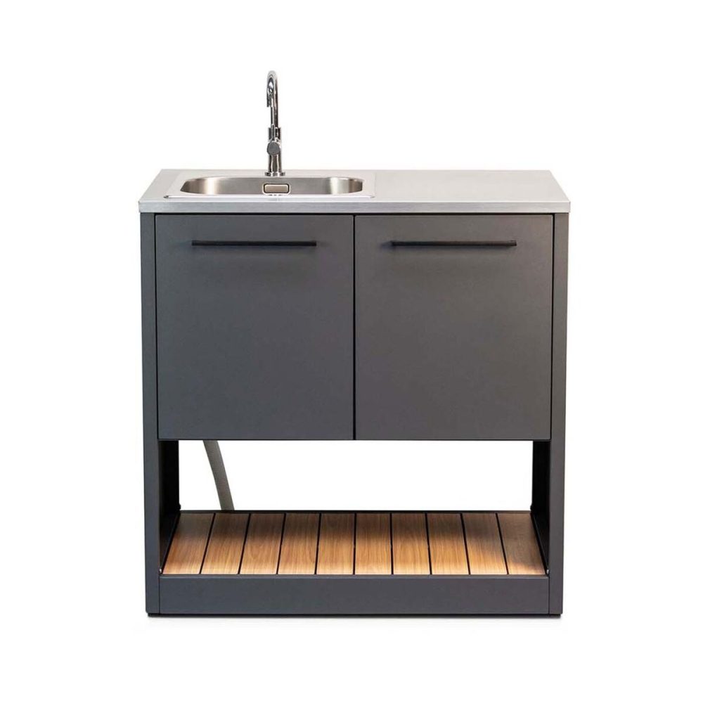 Sahara Spühlbecken Modul Outdoor Küche – Grill Ablage/Grill Rollwagen/Grill Erweiterung – schwarz