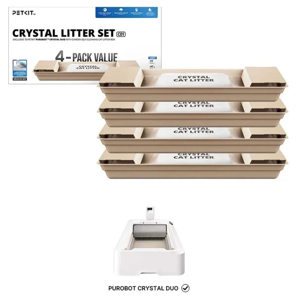 PETKIT Kristallstreu für Purobot Crystal Duo 4 Stück Katzenstreu – Tierbedarf – weiss