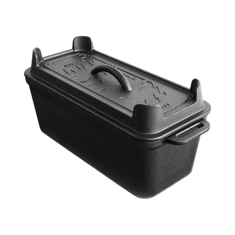 Burnhard Gusseisen Kastenform mit Deckel [3.5 L] – Grillschale/Grillpfanne/Grillgeschirr – schwarz