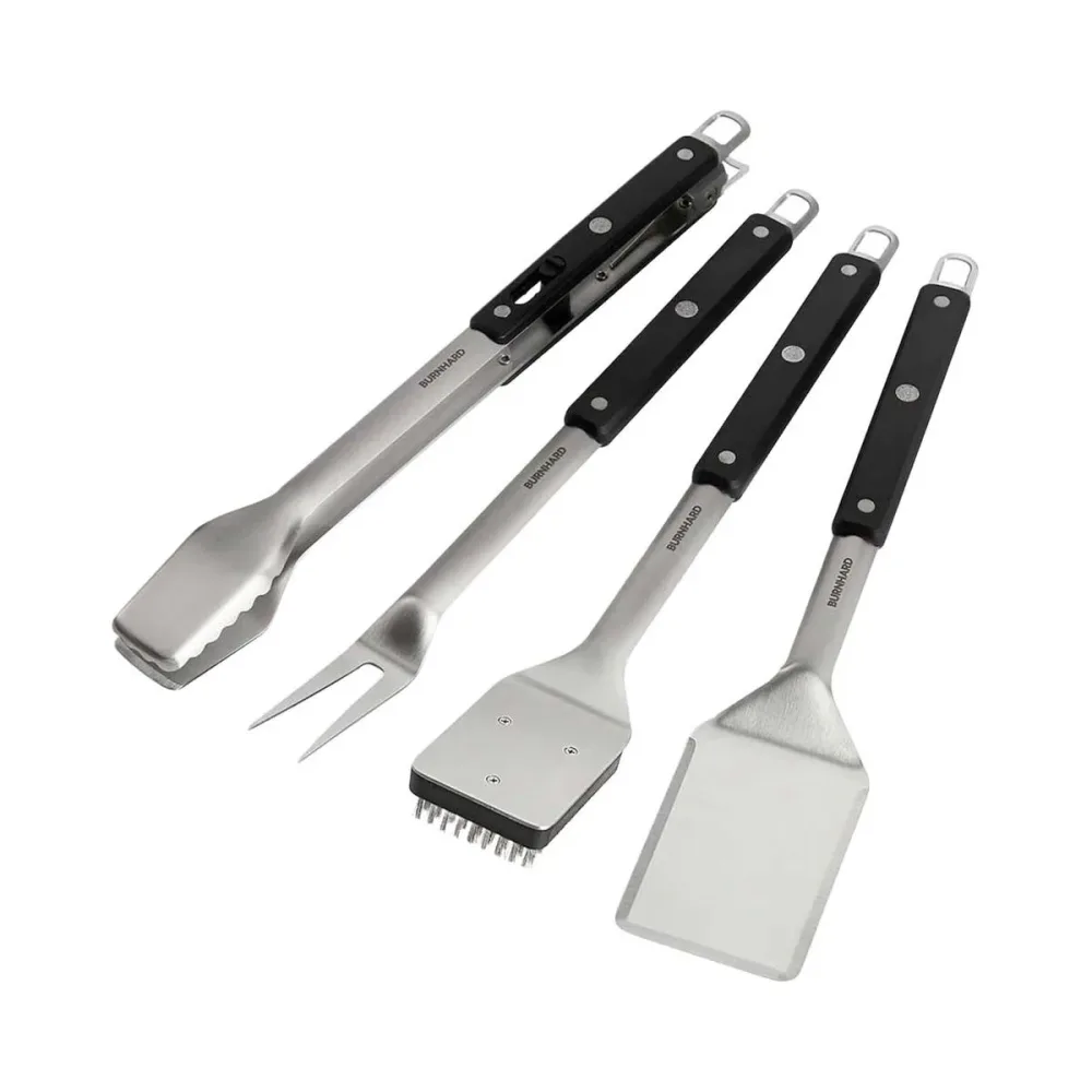 Burnhard Grillbesteck Edelstahl 4-tlg. – Grillzange/Grillbesteck