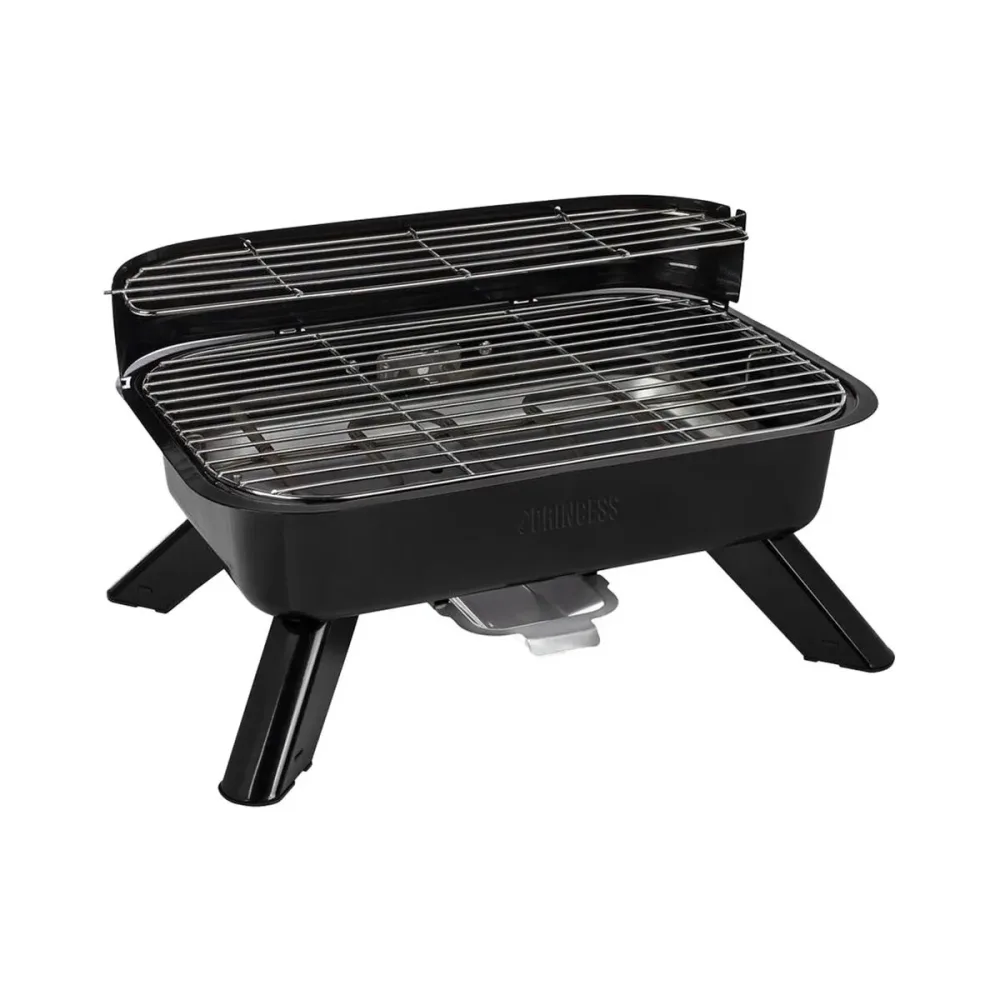 Princess 01.112252.01.001 Elektro, Holzkohle Grill mit Windschutz, mit Standfuß, mit manueller Temperatureinstellung