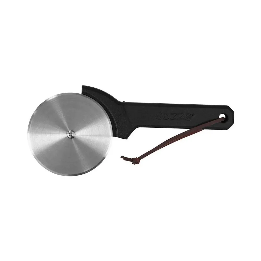 Cozze Pizzaschneider mit Softgrip 110mm – Grill Ablage/Grill Rollwagen/Grill Erweiterung – edelstahl / schwarz