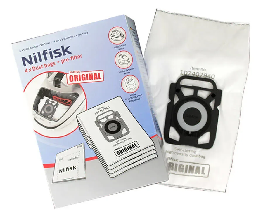 Nilfisk Staubbeutel Spezial dicht 4 Stück inkl. Vorfilter – Staubsaugerbeutel/Staubbeutel – weiss