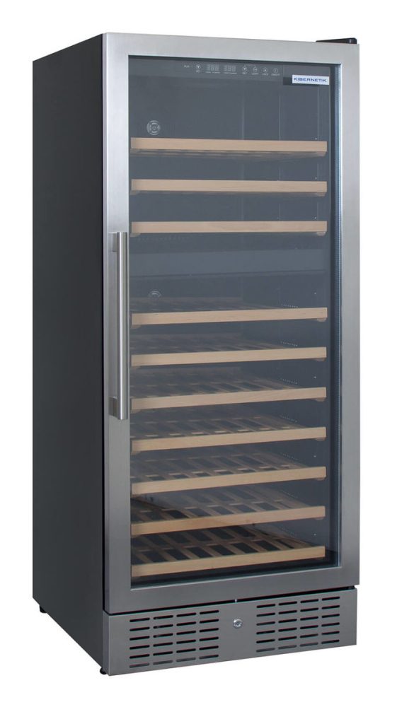 Kibernetik WKH120F01 Chromstahl Weinklimaschrank – Weinkühlschrank freistehend – schwarz