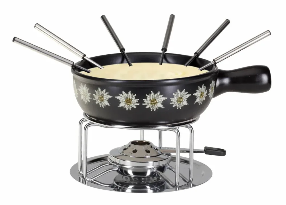Nouvel Edelweiss-Band Käsefondue-Set – Fondue Set – schwarz