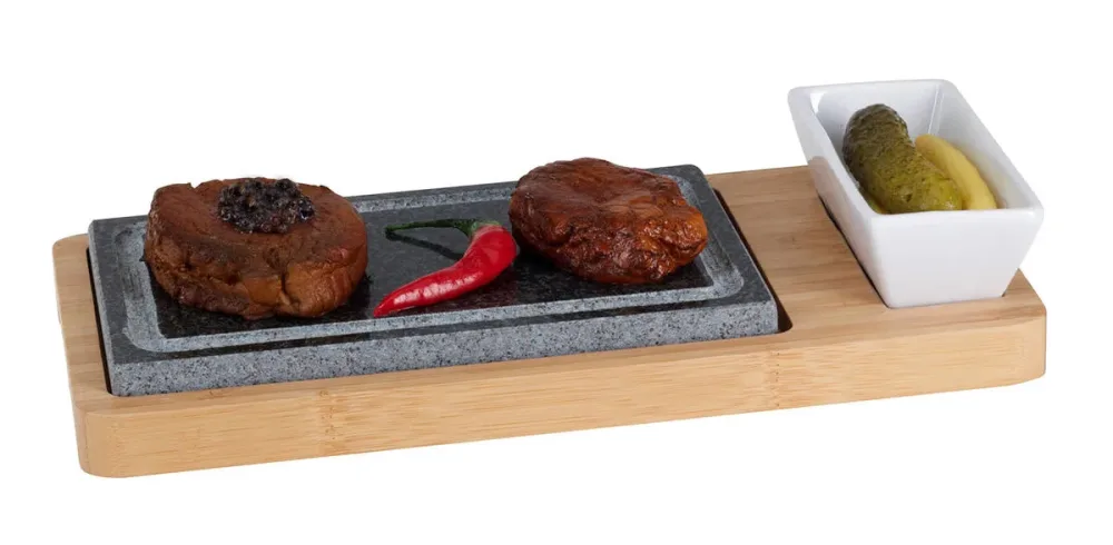 Nouvel Hot-Stone Bambus Warmhalteplatten – Tischgrill – braun