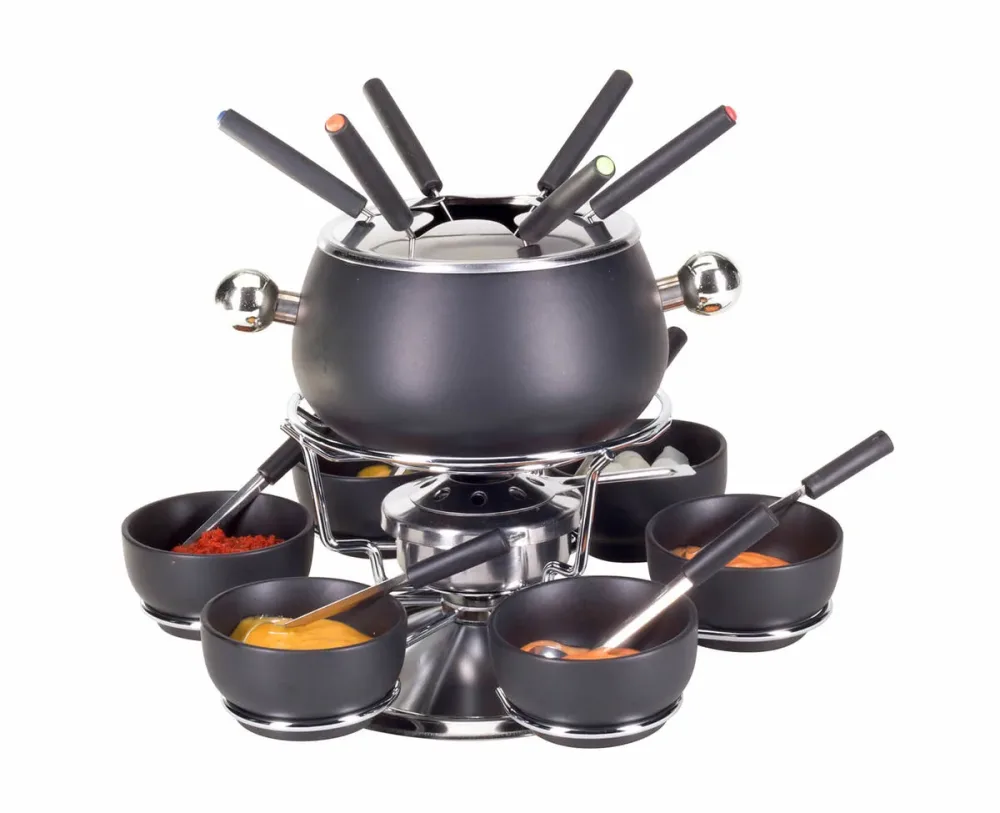 Nouvel Fondue-Set Pina für Gemüse und Fleisch 21-teilig Fleischfondue-Set – Fondue Set – schwarz