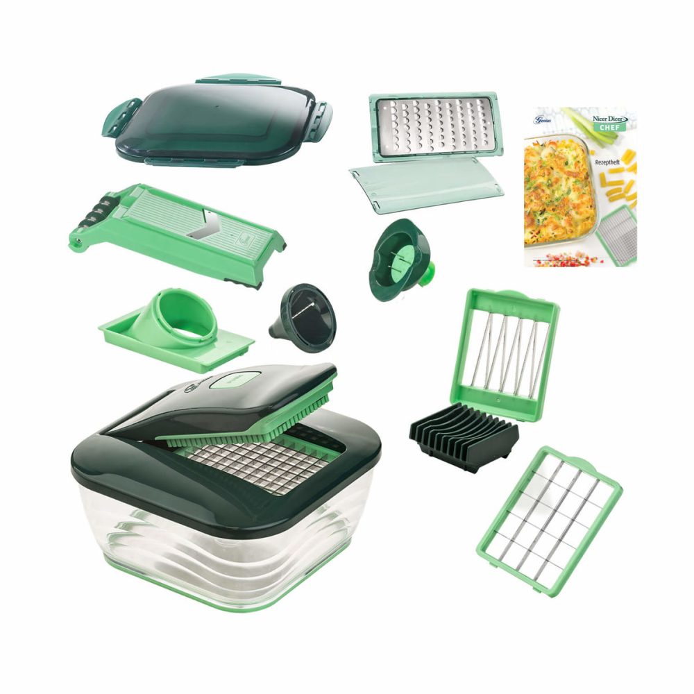 Genius Nicer Dicer Chef Set 15-tlg. Reibset – Raffel/Reibe – grün