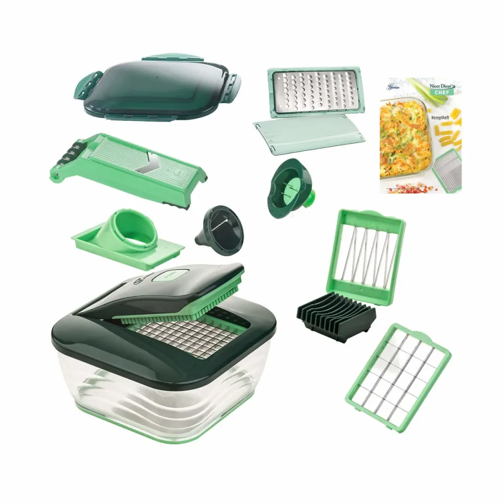 Genius Nicer Dicer Chef Set 15-tlg. Reibset – Raffel/Reibe – grün
