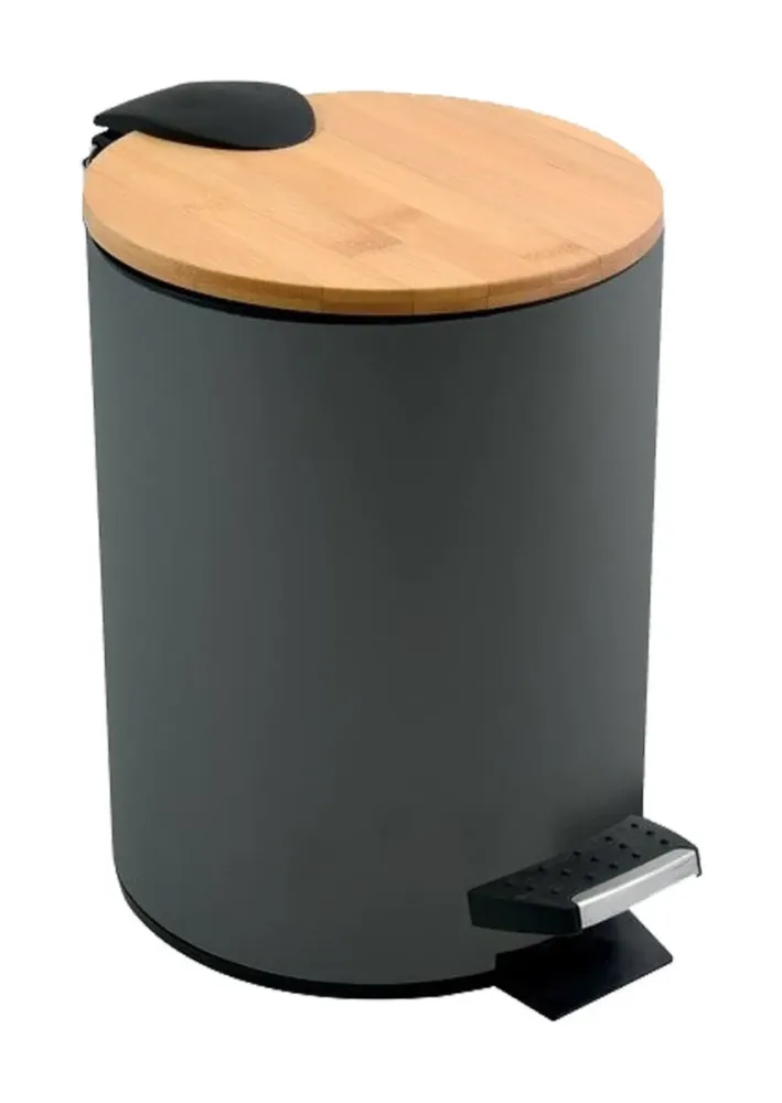 Spirella Badezimmer Treteimer Steel & Bamboo ADONIS 5L Grau
