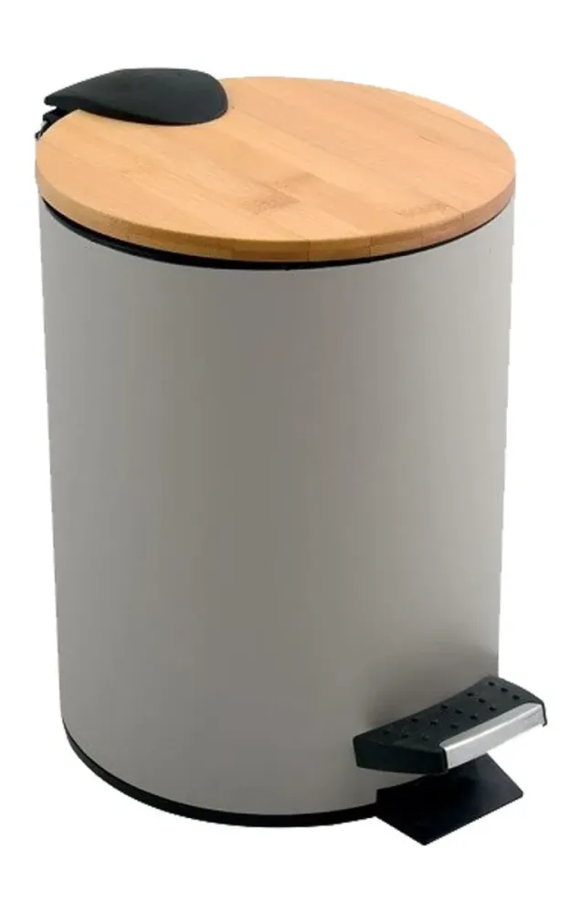 Spirella Badezimmer Treteimer Steel/ Bamboo ADONIS 5L Hellgrau
