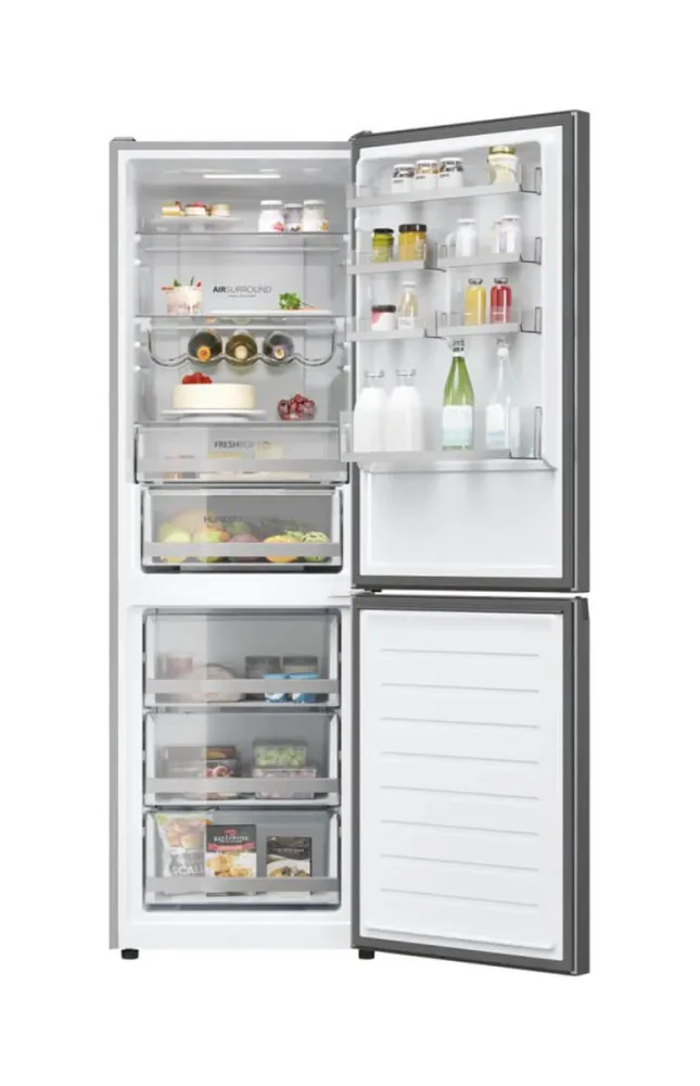 Haier HDW3618DNPK Kühl-/ Gefrierkombination – Kühlschrank mit Gefrierfach freistehend – edelstahl