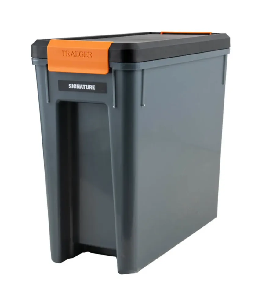 Traeger Pellet Storage - Bin & Lid Pelletbehälter – Grill Ablage/Grill Rollwagen/Grill Erweiterung – grau