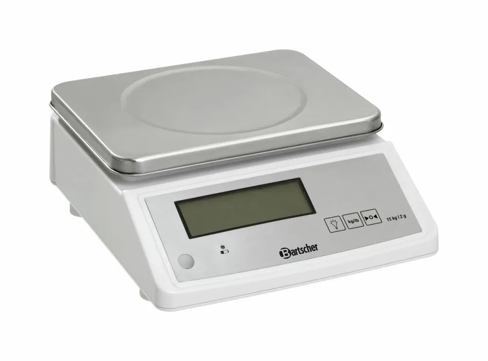Bartscher Elektronische Küchenwaage, 15kg, 2g Elektronische Küchenwaage – Gastro Küchengeräte Zubehör – grau