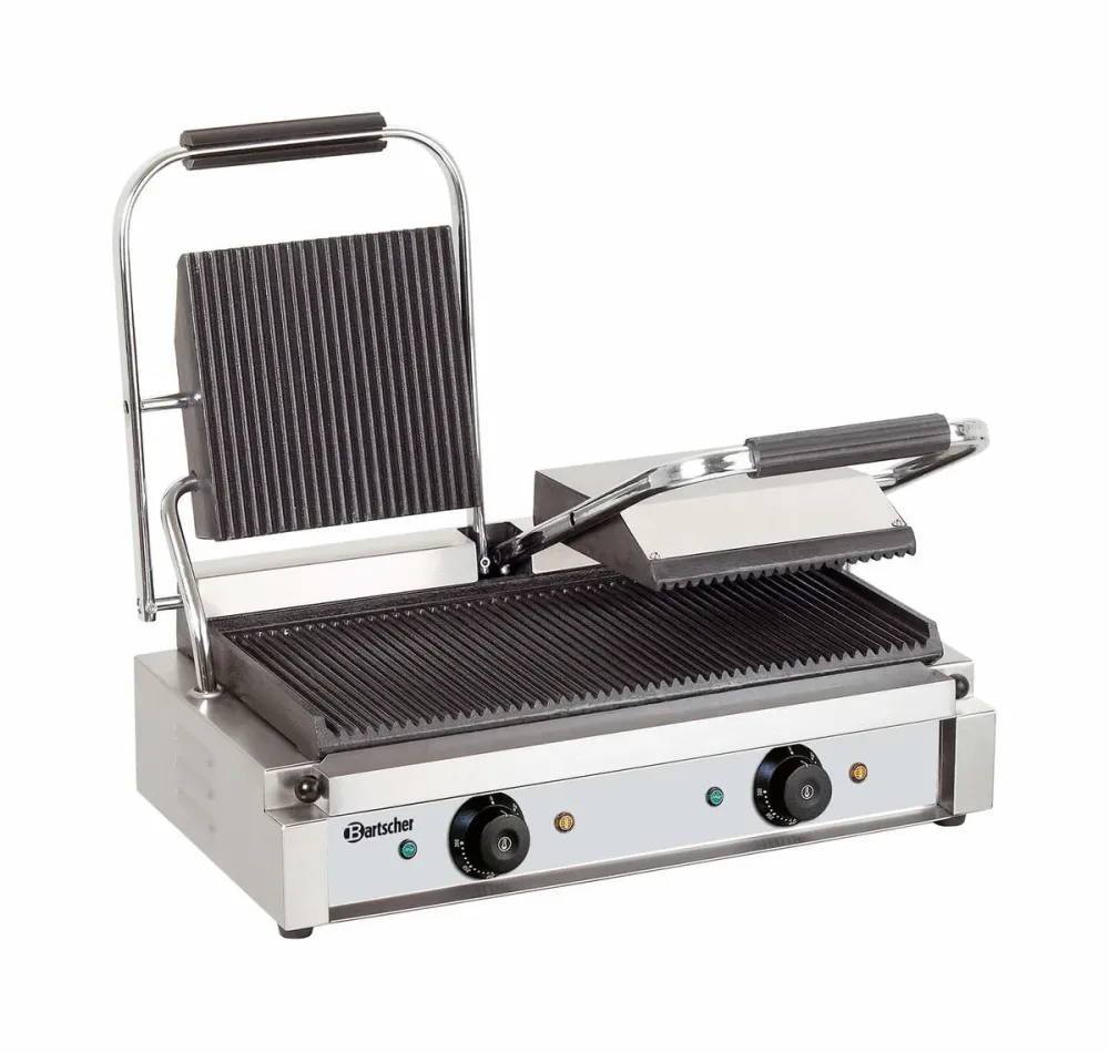 Bartscher Doppel-Kontaktgrill, gerillt/gerillt Doppel-Kontaktgrill – Gastro Grill/Griddleplatte – edelstahl