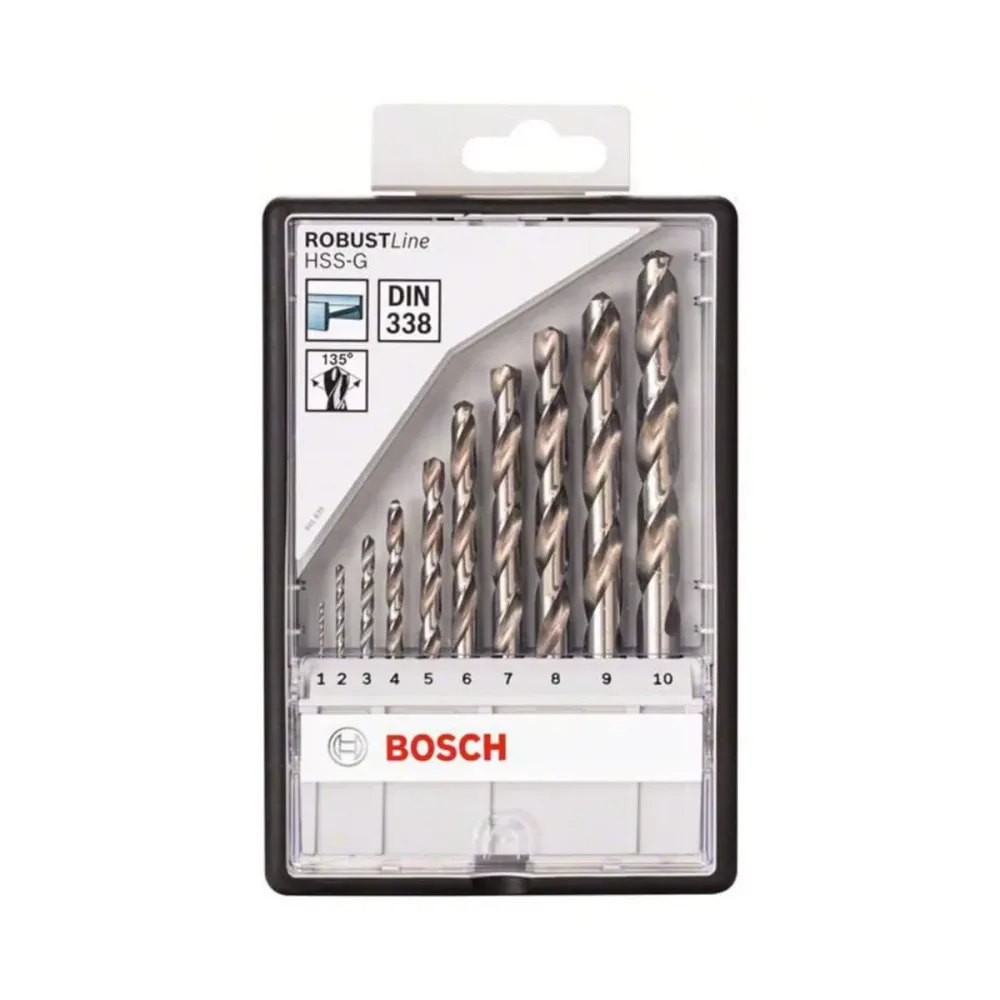 Bosch Accessories 2607010535 HSS Metall-Spiralbohrer-Set 10teilig 1 mm, 2 mm, 3 mm, 4 mm, 5 mm, 6 mm, 7 mm, 8 mm, 9 mm,