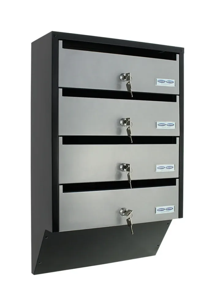 Rottner T06209 Depot 4 Briefkastenanlage Silber Schwarz