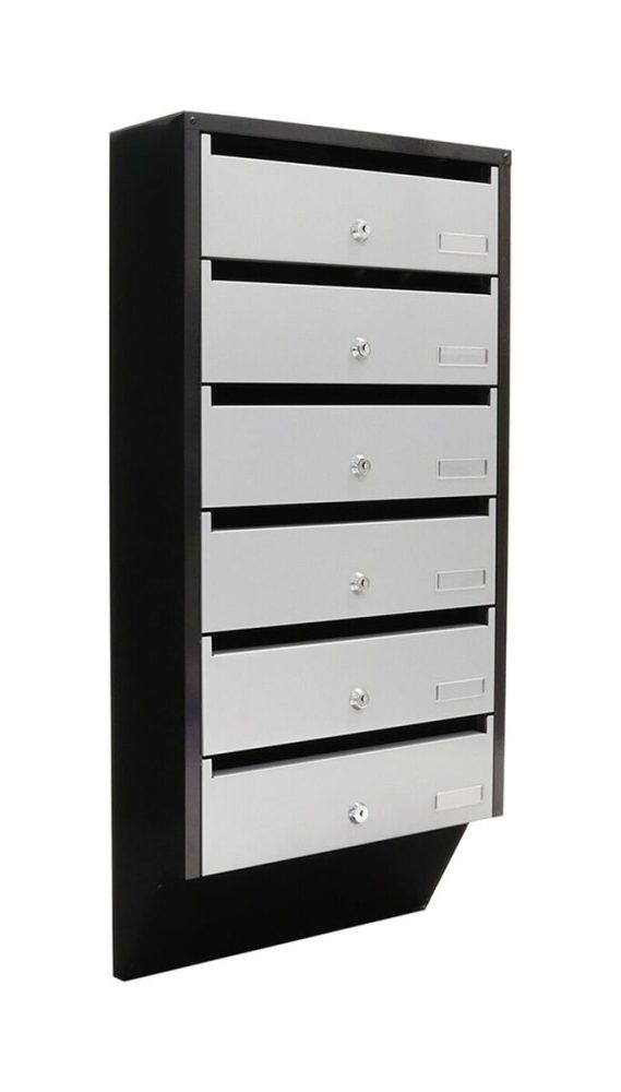 Rottner T06368 Depot 6 Briefkastenanlage Silber Schwarz