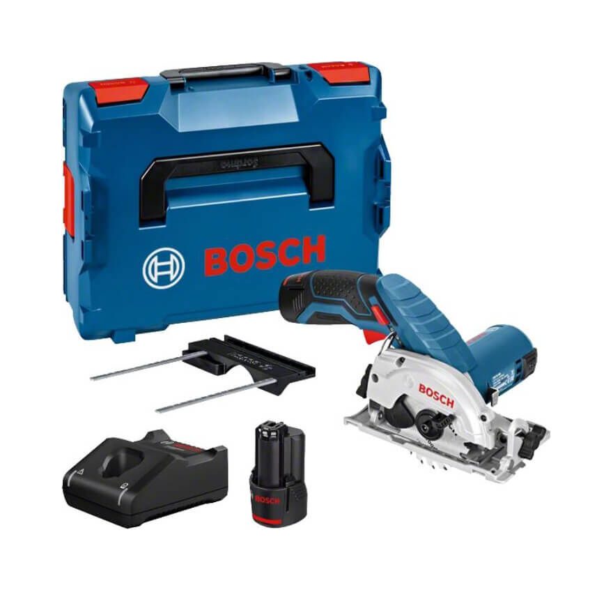 Bosch Professional GKS 12V-26 2x3 Ah L-BOX Akku-Handkreissäge Schnitttiefe max. (90°) 26.5 mm inkl. Koffer, inkl. Akku,
