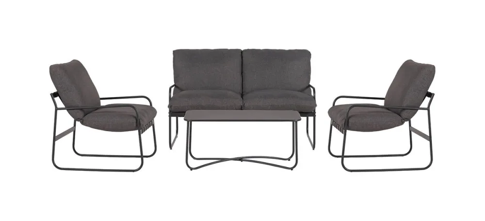 Schou Gartenlounge Theodor Deluxe 4 tlg Schwarz/Grau