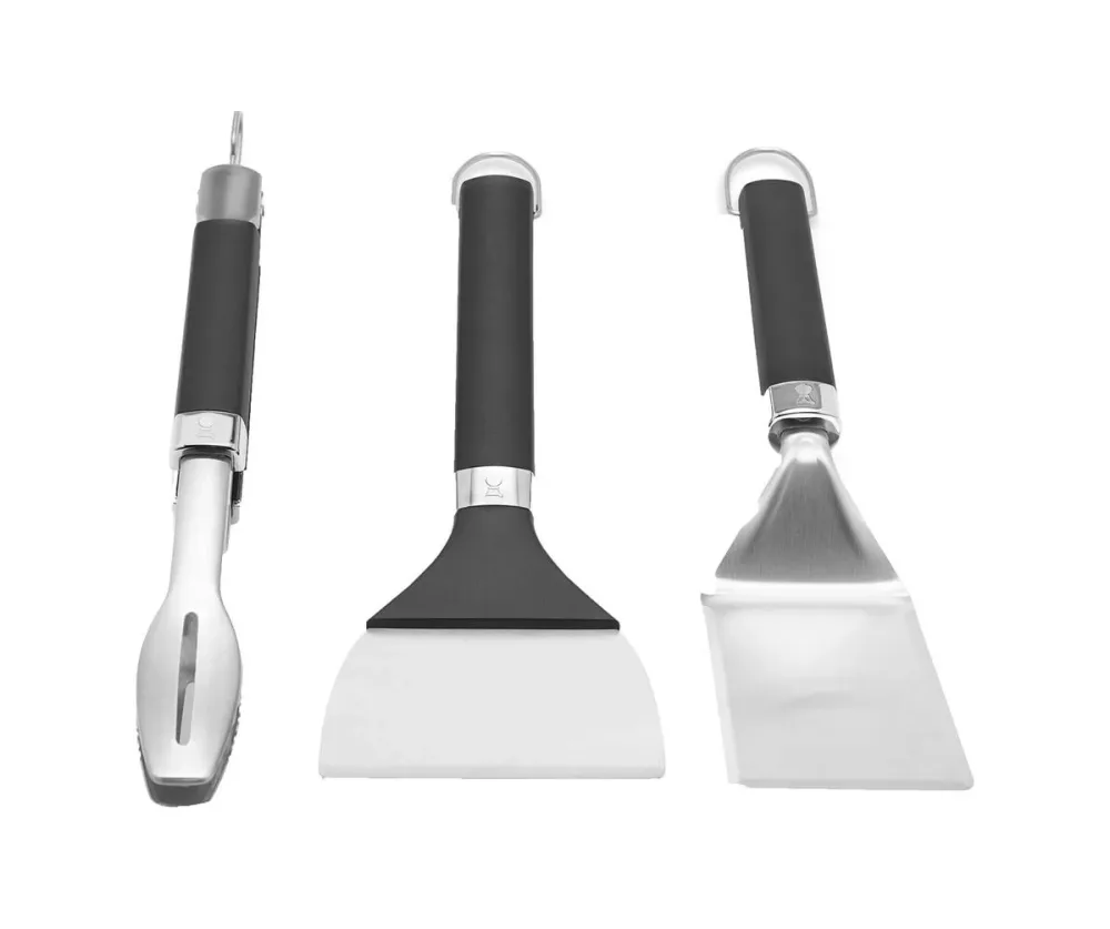Weber Griddle Zubehör-Set 3-teilig Grill-Zubehör-Set – Weber Grillzange/Grillbesteck – edelstahl / schwarz