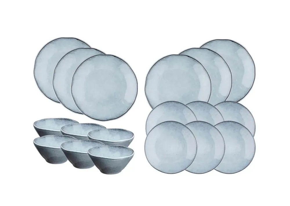 BJÖRN - Geschirr-Set CLOUD - 18 Stück - Grau, 18 Stück