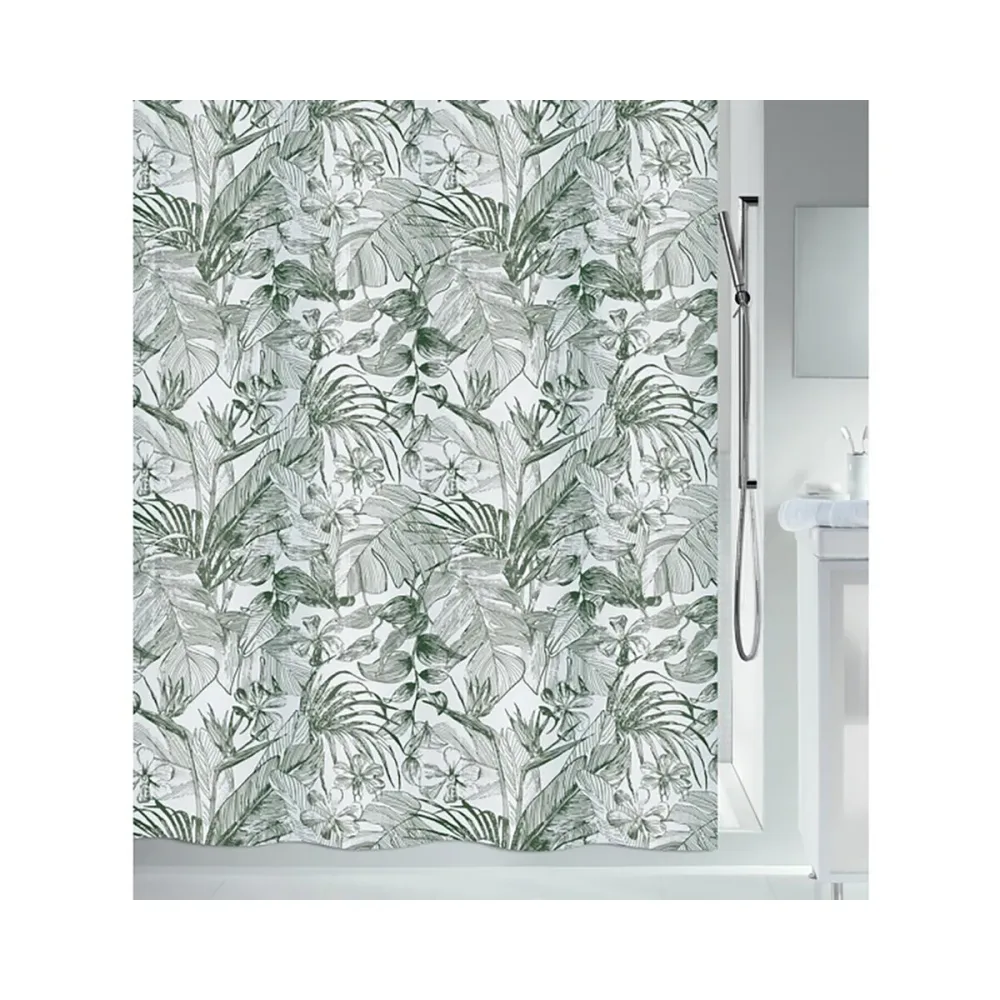 Spirella Duschvorhang Textil Tropic 180X200 Dunkelgrün