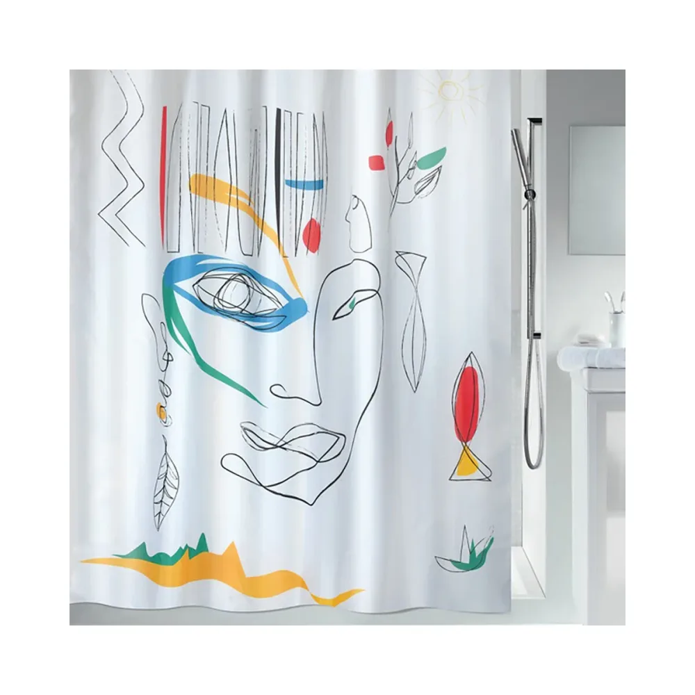 Spirella Duschvorhang Faces Multicolor | 180 × 200 cm