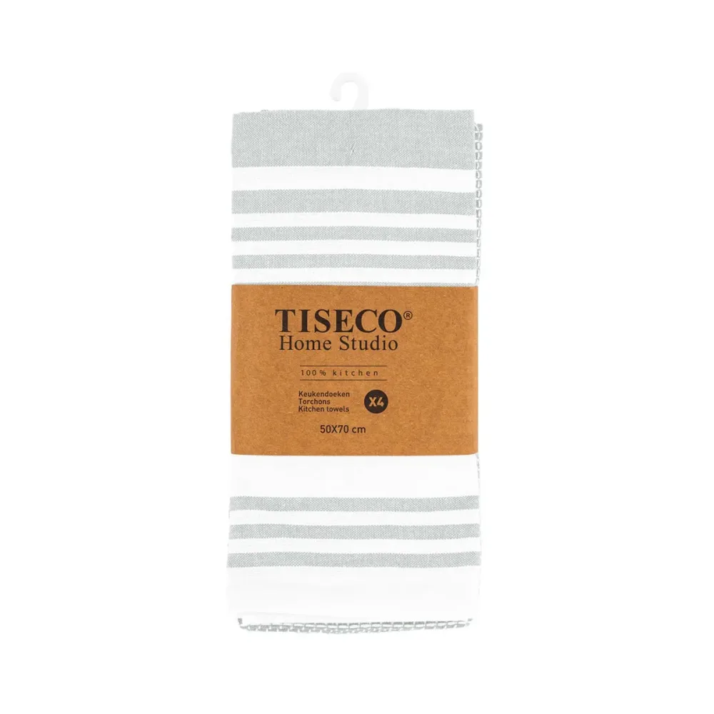 Tiseco - Küchentuch COMBO - 4er-Set, 50 x 80 cm, Mediumgrau
