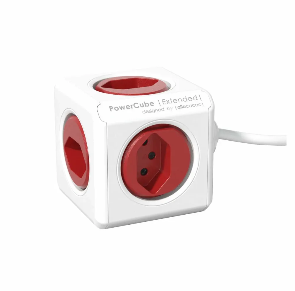 POWERCUBE Socket extend red 66.7890RD 4xT.13 2xUSB 5V 2.1A