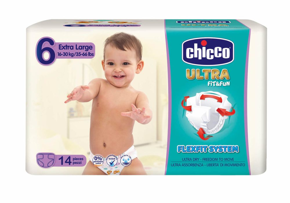 Chicco - 1 Packung mit 14 Windeln Ultra Fit & Fun - Grösse: 6