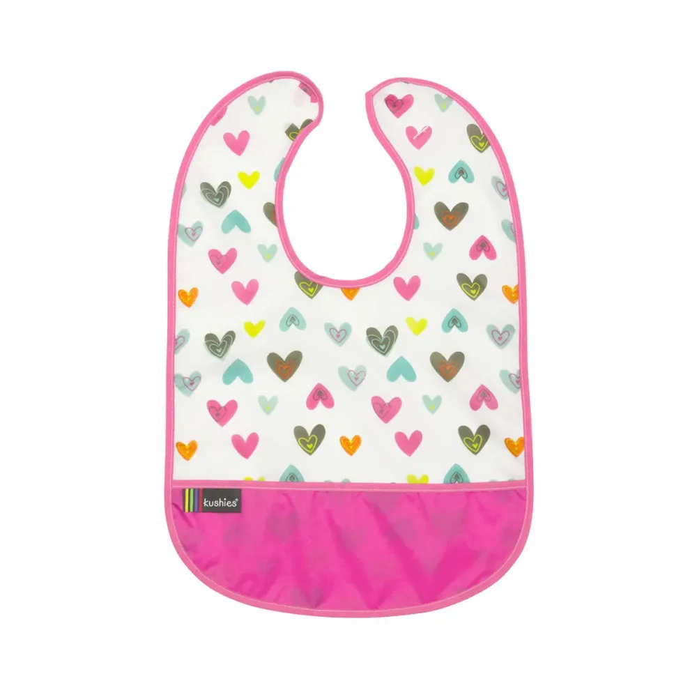 Kushies CleanBib Lätzchen ohne Ärmel 6-12 Monate Herzen