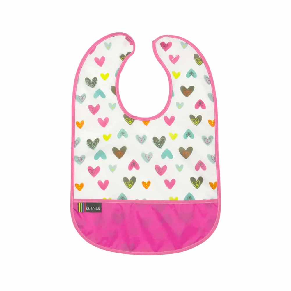 Kushies CleanBib Lätzchen ohne Ärmel 12+ Monate Herzen