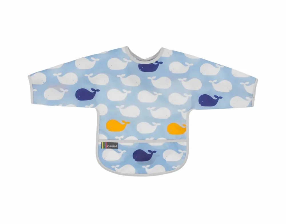 Kushies CleanBib Lätzchen mit Ärmeln 6-12 Monate Wale