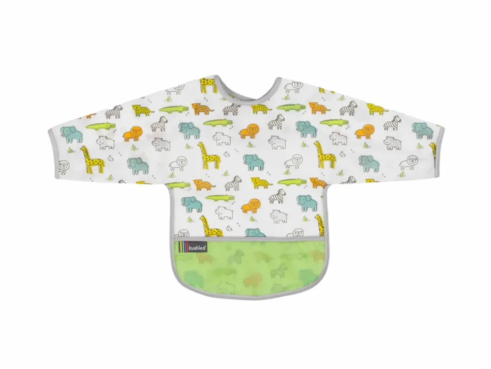 Kushies CleanBib Lätzchen mit Ärmeln 6-12 Monate Safari