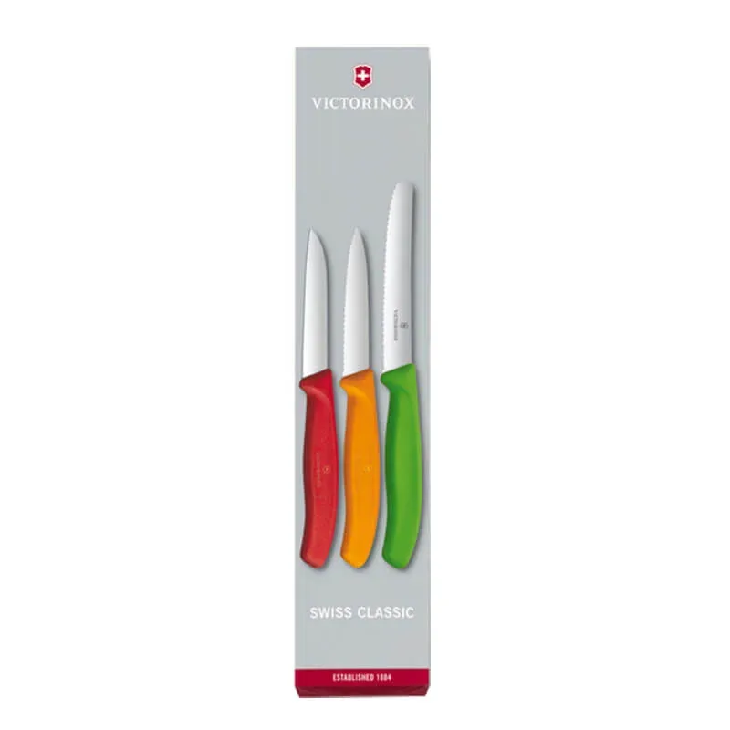Victorinox Gemüsemesser 3er Set rot/orange/grün