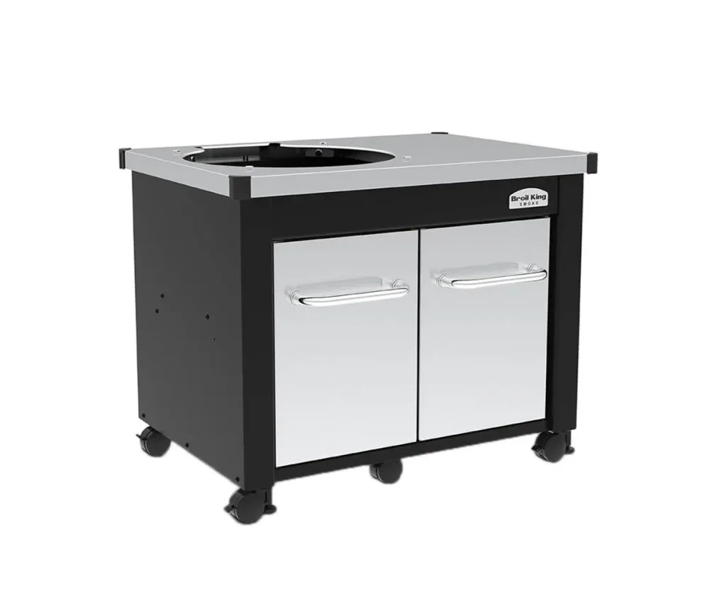 Broil King Keg Cabinet Cabinetunterwagen – Grill Ablage/Grill Rollwagen/Grill Erweiterung – schwarz