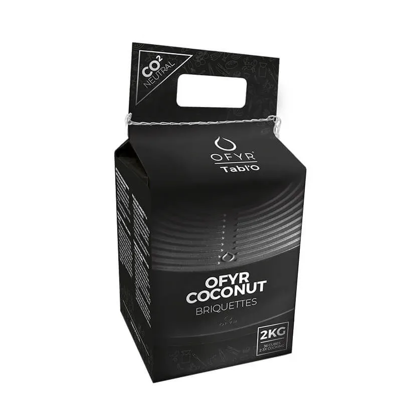 OFYR Coconut Briketts 2 kg – Holzkohle/Briketts/Grill Anzünder – schwarz