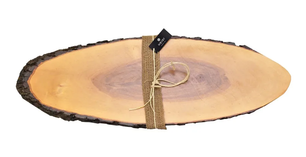 Heidi Cheese Line 700x260x20mm Holzbrett Rinde – Raclette Zubehör/Fondue Zubehör