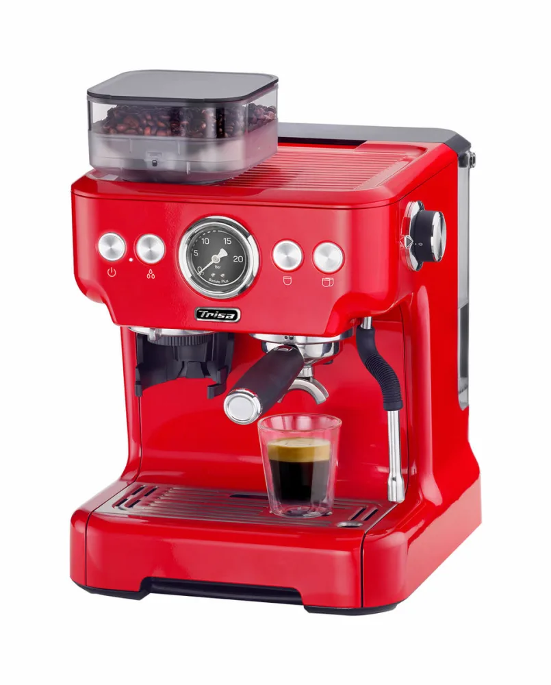 Trisa Barista Plus Espressomaschine Rot 2300 W mit Mahlwerk