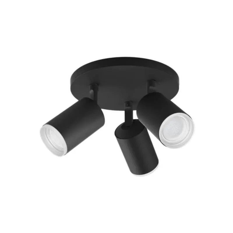 Philips Hue White & Col, Amb, Fugato Spot 3 flg, schwarz 3 x 350lm – Deckenlampe/Wandlampe