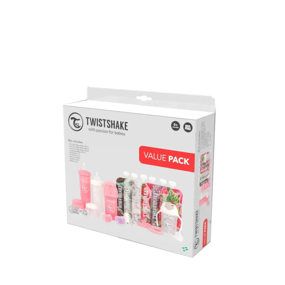 Twistshake Value Pack 0M+ Pastel Pink/Weiss