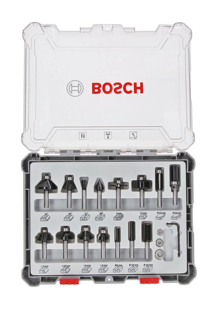 Fräser-Set, 8-mm-Schaft, 15-teilig Bosch Accessories 2607017472