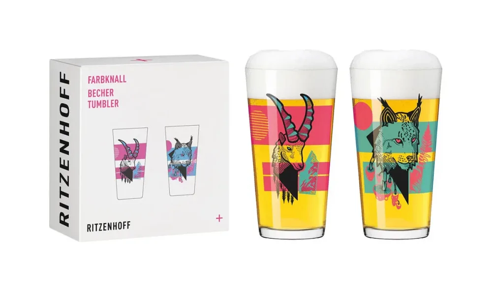 Ritzenhoff Farbknall no3 Steinbock&Luchs Becher 2erSet