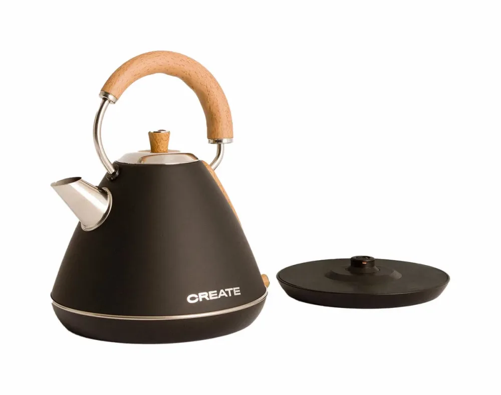 CREATE - Kettle Retro  - Wasserkocher, Schwarz, 1.7l