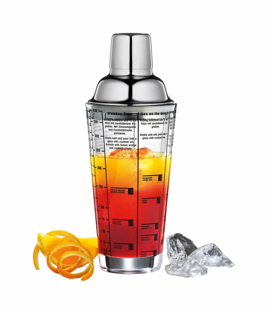 Cilio Cocktailshaker 4 dl m. Rezepten H 23 cm