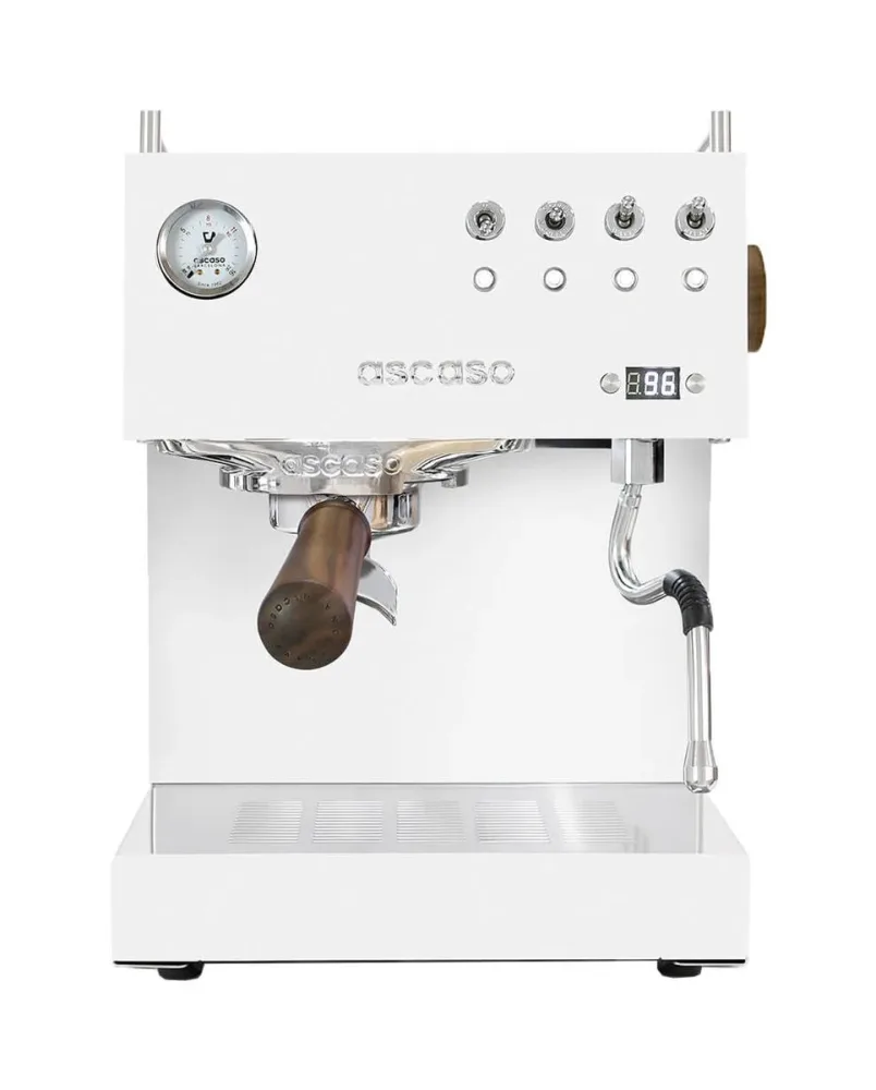 Ascaso Espressomaschine STEEL UNO PID White&Wood Espressohalbautomat – Siebträgermaschine/Espressomaschine – weiss